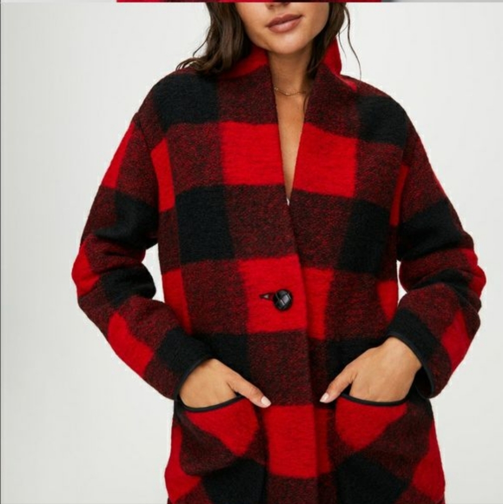 Wilfred free wool plaid coat